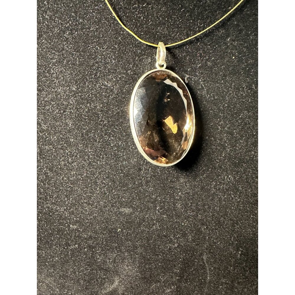 Sterling Silver Smokey Quartz Pendant 24 grams